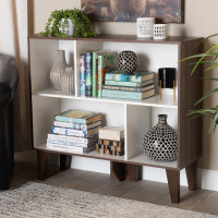 Baxton Studio BC 6289-01-Columbia/White-Bookcase Senja Modern and Contemporary Two-Tone White and Walnut Brown Finished Wood 4-Shelf Bookcase